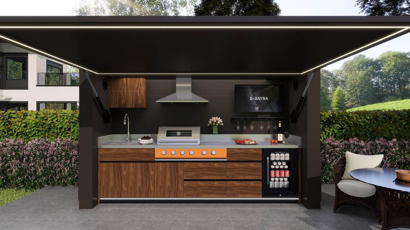 A-Ultra BBQ Pod professional outdoor kitchen with massive grill surface for serious cooking enthusiasts